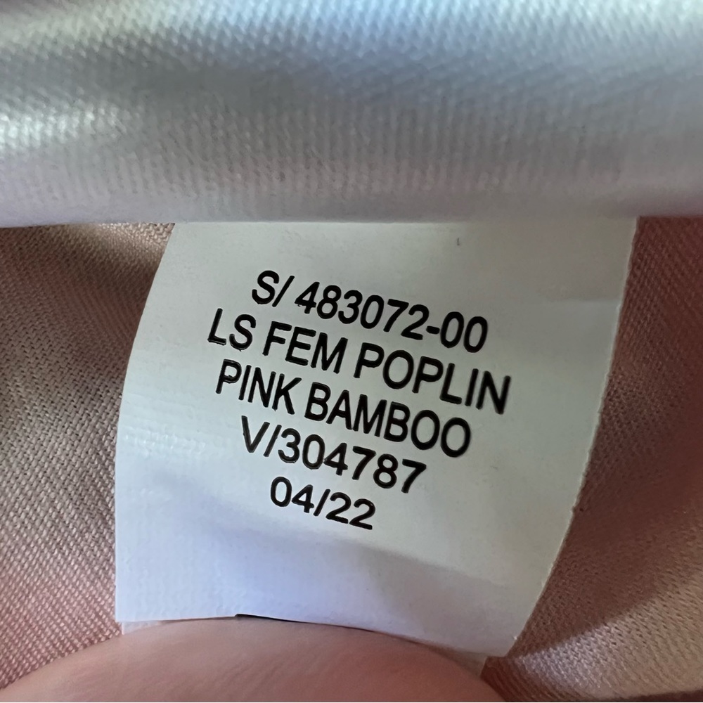OLD NAVY Salmon Pink Long-Sleeve Smocked Cotton Poplin Button Down Blouse Shirt - Picture 12 of 13
